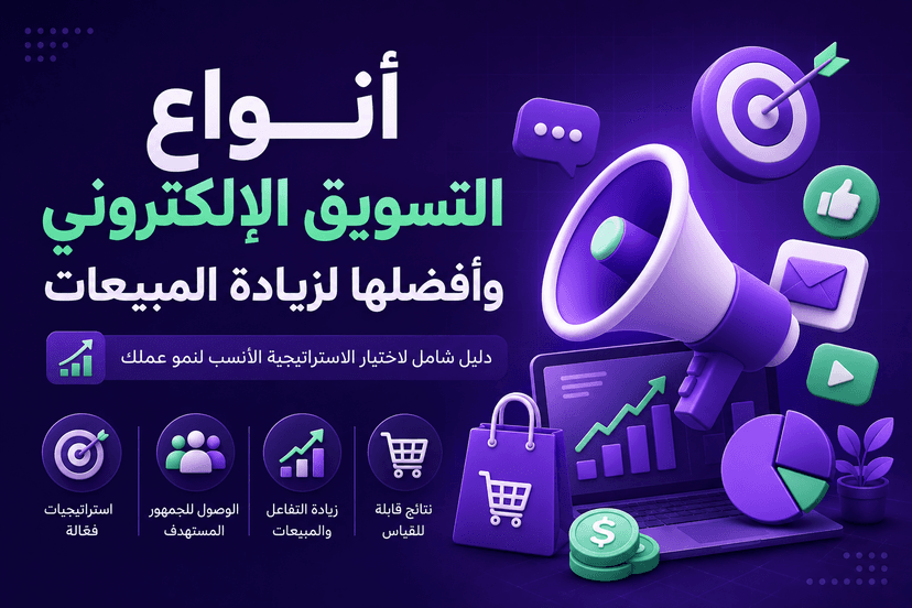 انواع التسويق الالكتروني وأفضلها لزيادة المبيعات