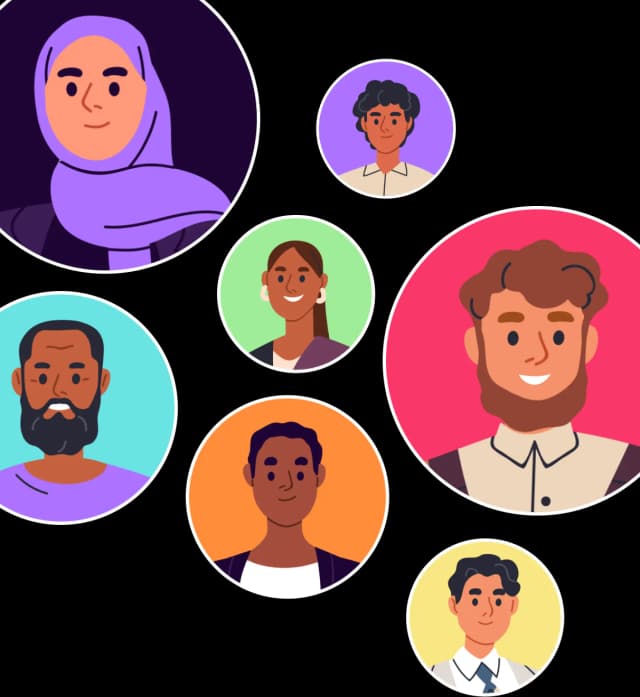 فسيفساء ديناميكية من صور الملف الشخصي للتجار تمثل مجتمع المستخدمين المتنوع لدينا